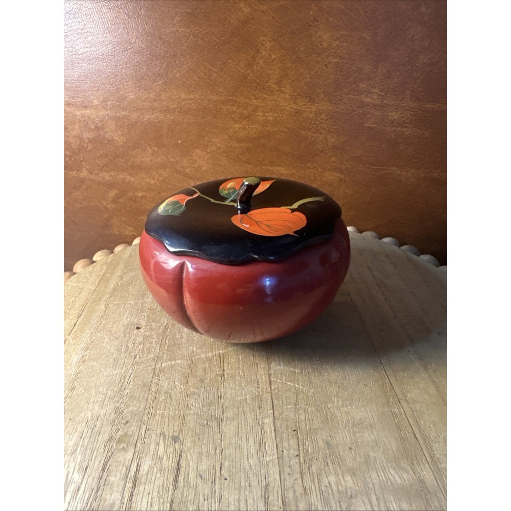 Vintage Benibo Okinawa Japan Lacquerware Trinket Box Red Black Floral